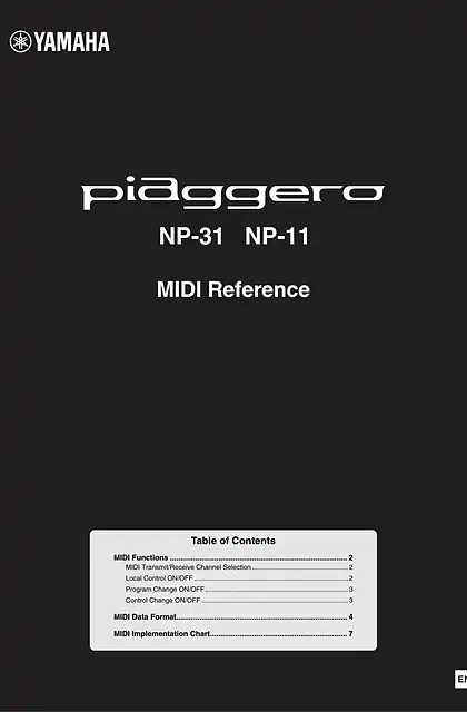 yamaha雅马哈NP-31_NP-11 MIDI Reference